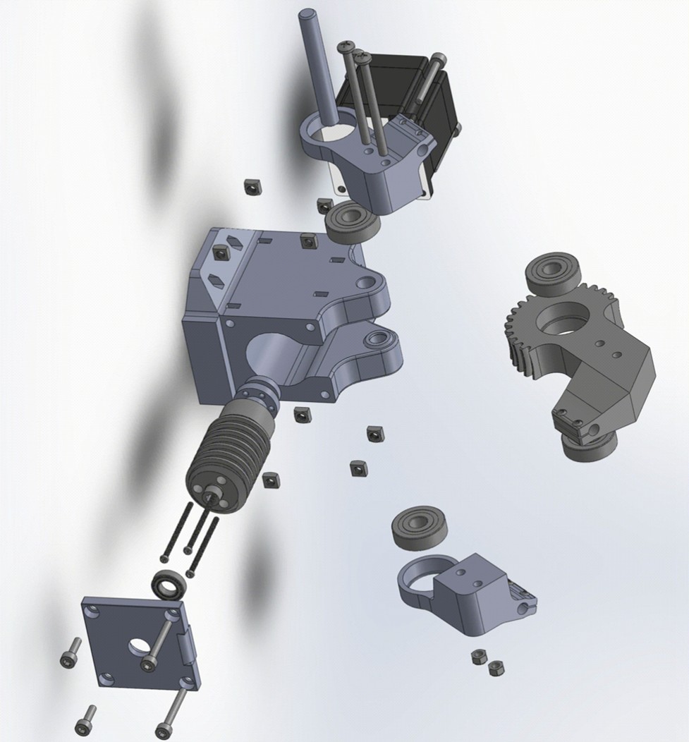 Exploded worm-drive gearbox
