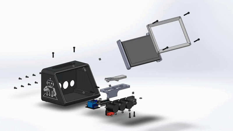 Chess clock housing exploded CAD view